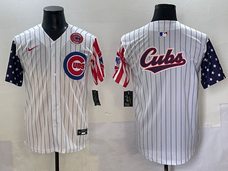 Men 2025 Chicago Cubs Blank White Stripe a generation of national flags Joint Name Nike MLB Jersey style 5->new york yankees->MLB Jersey